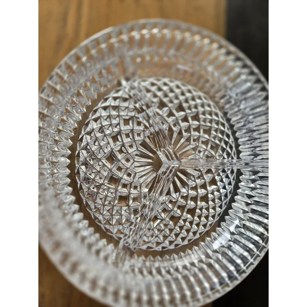 Vintage Anchor Hocking Miss America Clear Depression Glass 3-Part Relish Dish